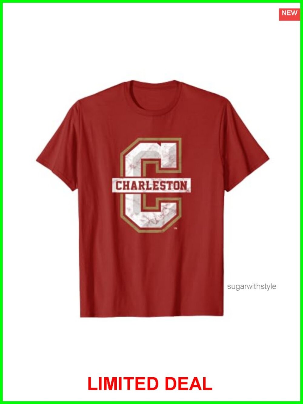 College of Charleston Cougars Distressed Primary T-Shirt Unisex Classic Fit
